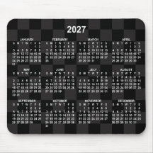 モノトーンブラック市松模様 2027年カレンダー