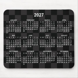 モノトーンブラック市松模様 2027年カレンダー マウスパッド