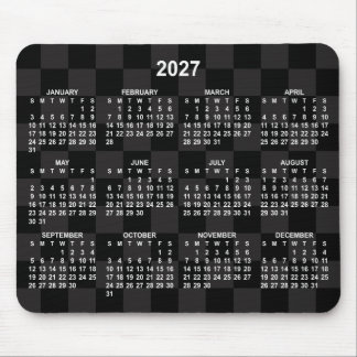 モノトーンブラック市松模様 2027年カレンダー マウスパッド