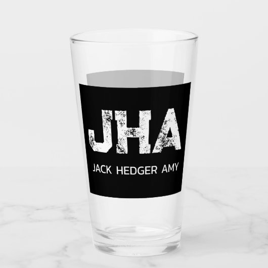 モノトーンミニマルなイニシャル三文字モノグラム タンブラーグラス (正面)