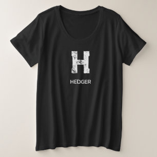 モノトーンモノグラム ブラック プラスサイズTシャツ