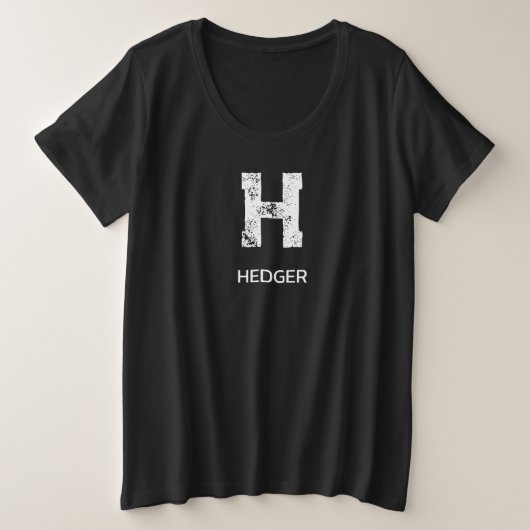 モノトーンモノグラム ブラック プラスサイズTシャツ (デザイン正面)