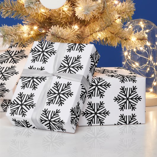 モノトーン雪の結晶ギフト包装紙 ラッピングペーパー (クリスマス)