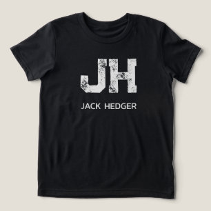 モノトーン シンプルなイニシャル モノグラム ブラック トライブレンドTシャツ