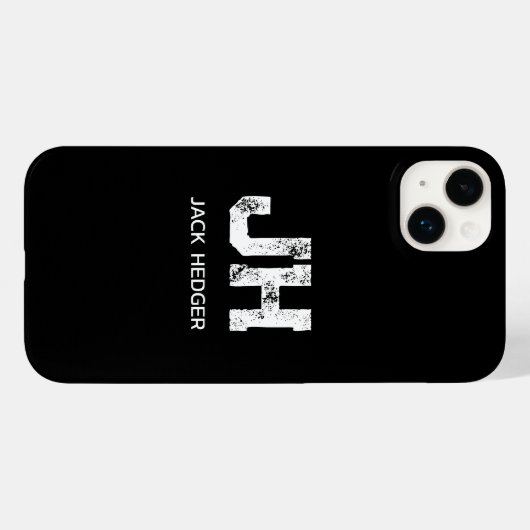 モノトーン シンプルなイニシャル モノグラム ブラック Case-Mate iPhoneケース (裏面 (横))