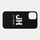モノトーン シンプルなイニシャル モノグラム ブラック Case-Mate iPhoneケース (裏面 (横))