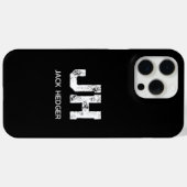 モノトーン シンプルなイニシャル モノグラム ブラック Case-Mate iPhoneケース (裏面 (横))