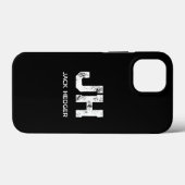 モノトーン シンプルなイニシャル モノグラム ブラック Case-Mate iPhoneケース (裏面 (横))