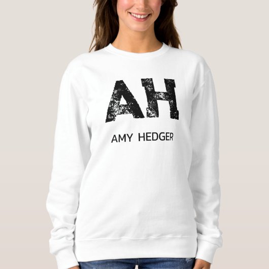 モノトーン シンプルなイニシャル モノグラム 白 スウェットシャツ (正面)
