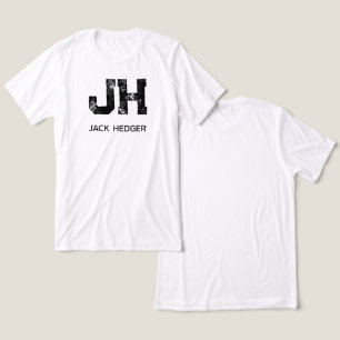 モノトーン シンプルなイニシャル モノグラム 白 トライブレンドTシャツ
