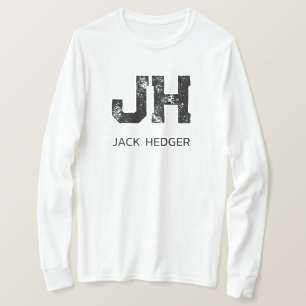 モノトーン シンプルなイニシャル モノグラム 白 Tシャツ