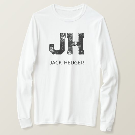 モノトーン シンプルなイニシャル モノグラム 白 Tシャツ (デザイン正面)