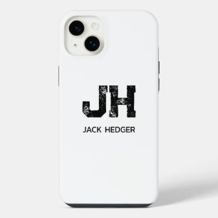 モノトーン シンプルなイニシャル モノグラム iPhone 14 PLUSケース
