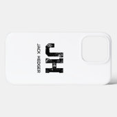 モノトーン シンプルなイニシャル 二文字のモノグラム 白 Case-Mate iPhoneケース (裏面 (横))