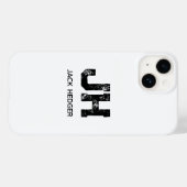モノトーン シンプルなイニシャル 二文字のモノグラム 白 Case-Mate iPhoneケース (裏面 (横))