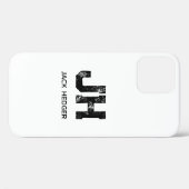 モノトーン シンプルなイニシャル 二文字 モノグラム 白 Case-Mate iPhoneケース (裏面 (横))