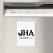 モノトーン シンプルな3文字のモノグラム 名前 白 マグネット (インサイチュ (食洗機))