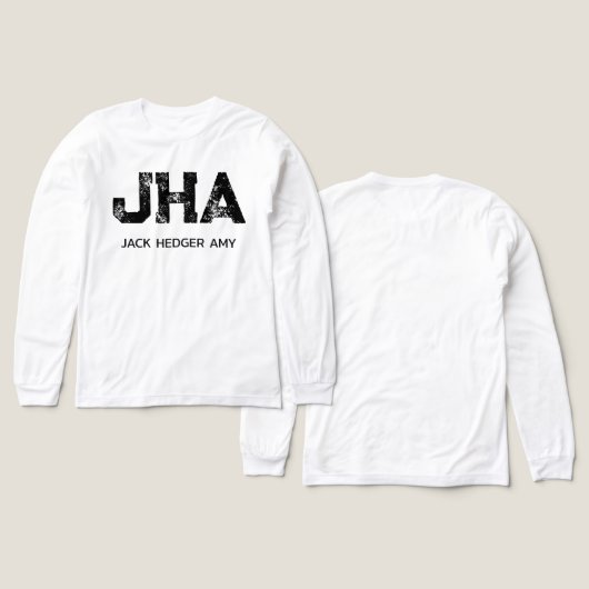 モノトーン シンプルな3文字モノグラム 白 トライブレンドTシャツ (デザイン 正面&背面)