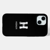 モノトーン シンプル モノグラム 名前イニシャル ブラック Case-Mate iPhoneケース (裏面 (横))