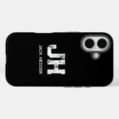 モノトーン シンプル 二文字 モノグラム 名前 ブラック Case-Mate iPhoneケース (裏面 (横))