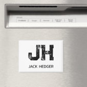 モノトーン シンプル 二文字 モノグラム 名前 白 マグネット (インサイチュ (食洗機))