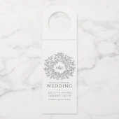 モノハンド描画リーフモノグラム結婚アート ボトルネックタグ (正面)