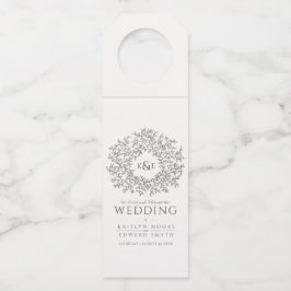 モノハンド描画リーフモノグラム結婚アート ボトルネックタグ