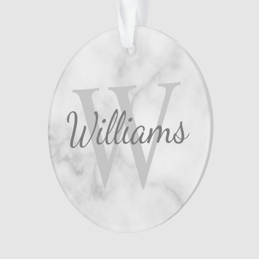 モノパーソナライズされたグラムと名前大理石のルック オーナメント (正面)