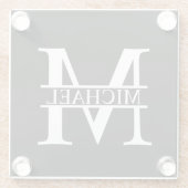 モノパーソナライズされたグラムと名前 ガラスコースター (裏面)