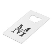 モノパーソナライズされたグラムと名前 クレジットカード栓抜き (正面アングル)