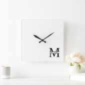 モノパーソナライズされたグラムと名前 スクエア壁時計 (ホーム)