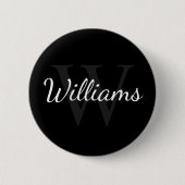 モノパーソナライズされたグラムと名前(黒) 缶バッジ (正面)