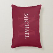 モノパーソナライズされたグラムと名前Burgundy Red アクセントクッション (正面(垂直))