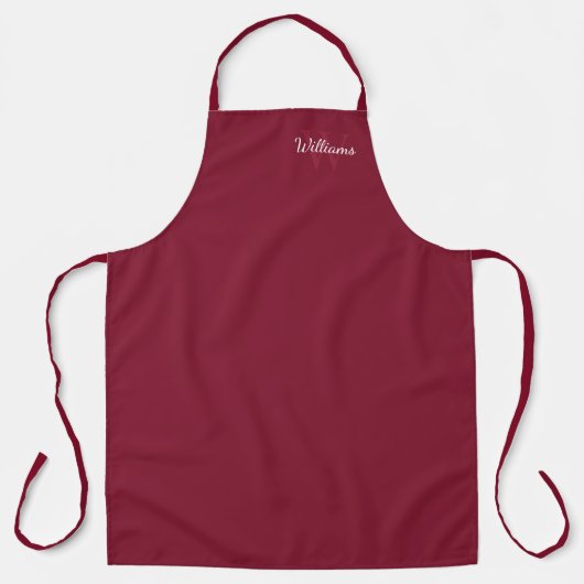 モノパーソナライズされたグラムと名前Burgundy Red エプロン (正面)