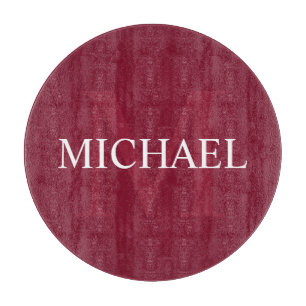 モノパーソナライズされたグラムと名前Burgundy Red カッティングボード