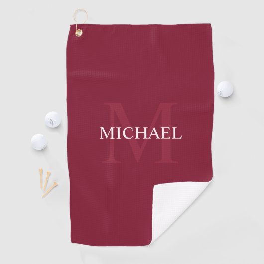 モノパーソナライズされたグラムと名前Burgundy Red ゴルフタオル (インサイチュ)