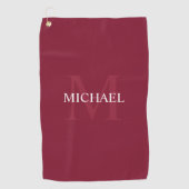 モノパーソナライズされたグラムと名前Burgundy Red ゴルフタオル (正面)
