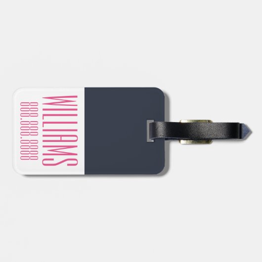 モノパーソナライズされたグラム·ピンク·アンド·ネービ航海のー ラゲッジタグ (裏面横)
