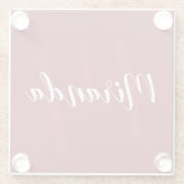 モノモダングパーソナライズされたラムと名前Burgundy Red ガラスコースター (裏面)