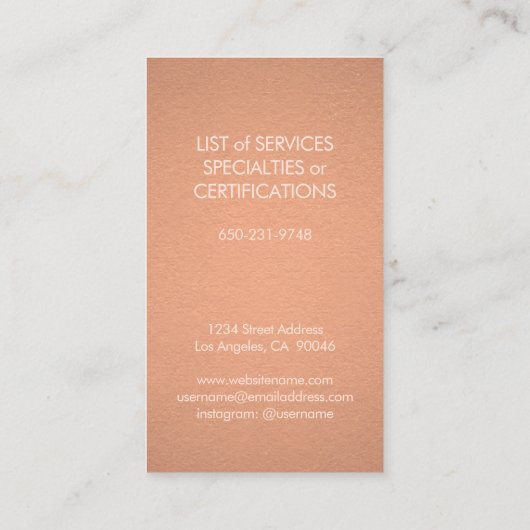 モノモダングラエレガントム銅フェイク箔縦 名刺 (裏面)