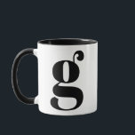 モノモダングラムイニシャル文字G白黒 マグカップ<br><div class="desc">白モダンと黒のかわいいgモノグラム。おもし気に入りの手紙はこのマグには使えません。お気に入りの手紙や私のモノグラムのマグのコレクションをご覧ください。</div>