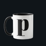 モノモダングラムイニシャル文字p白黒 マグカップ<br><div class="desc">白モダンと黒のかわいいpモノグラム。おもし気に入りの手紙はこのマグには使えません。お気に入りの手紙や私のモノグラムのマグのコレクションをご覧ください。</div>