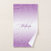 モノモダングラム紫色グリッター バスタオルセット (ハンドタオル)