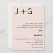 モノモダングラム結婚式招待状-ピンク&ブラック 招待状 (正面)