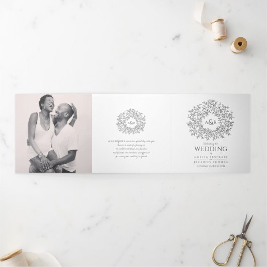 モノモノグラムの芸術物語の結婚献身的な写真 三つ折りプログラム (外部)