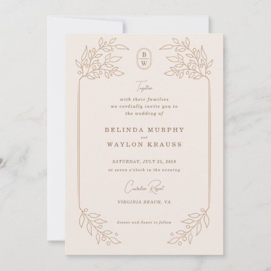 モノリ素朴ンフローラ枠 招待状 (正面)