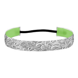 モノ白黒ペイズリー柄ヘアバンド アスレチックヘッドバンド