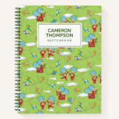 モノ1 モノ2 空飛ぶ凧の模様 ノートブック (正面)