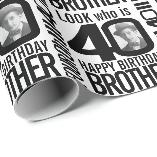 モノ40歳の誕生日の写真の兄弟は誰か ラッピングペーパー (ロールコーナー)