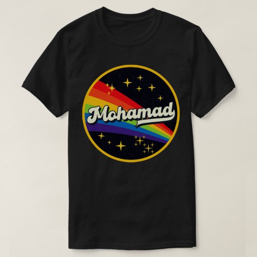 モハマッドレインボーイン宇宙ヴィンテージスタイル Tシャツ (デザイン正面)